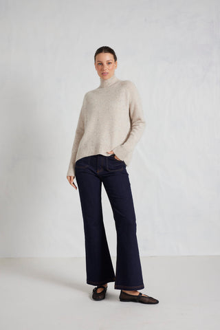 Alessandra Knitwear Fifi Polo Cashmere Sweater in Seashell