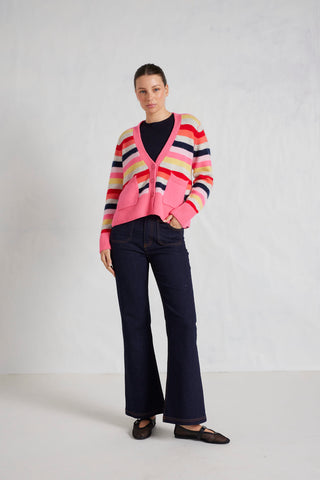 Miki Cashmere Cardigan in Electric Pink