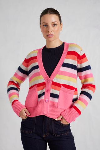 Miki Cashmere Cardigan in Electric Pink