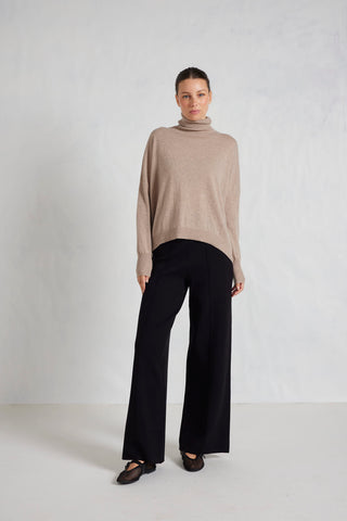Alessandra Knitwear A Polo Bay Cashmere Sweater in Cobblestone