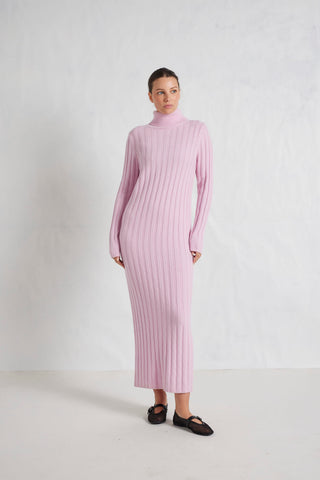 Alessandra Knitwear Valerie Merino Cashmere Polo Dress in Blossom