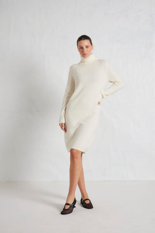 Velma Polo Dress in White Alyssum