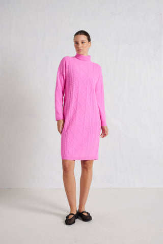 Alessandra Knitwear Violet Polo Merino Cashmere Dress in Lipstick