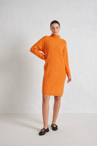 Alessandra Knitwear Violet Polo Merino Cashmere Dress in Tangerine