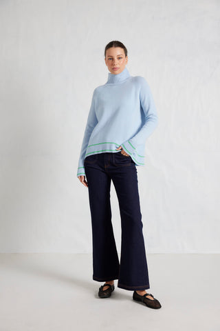 Alessandra Knitwear Fifi Polo Merino Cashmere Sweater in Ice