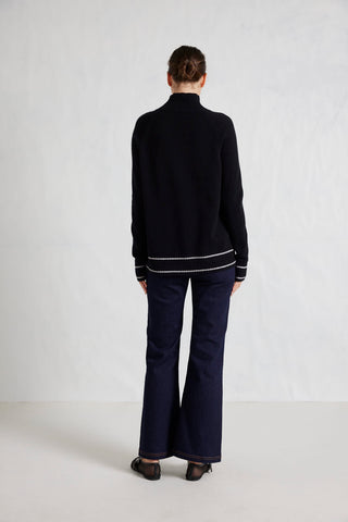Fifi Polo Merino Cashmere Sweater in Black