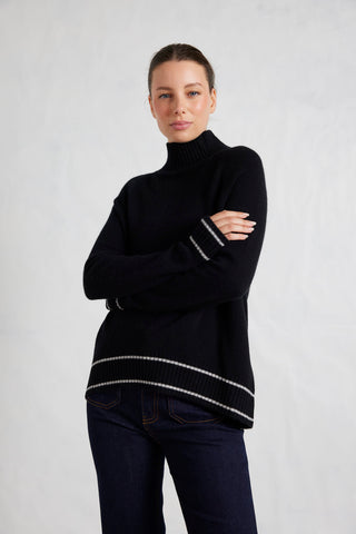 Fifi Polo Merino Cashmere Sweater in Black