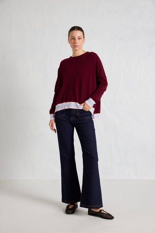 Alessandra Knitwear Sandrine Merino Cashmere Sweater in Rouge