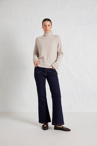 Alessandra Knitwear Fifi Polo Merino Cashmere Sweater in Natural