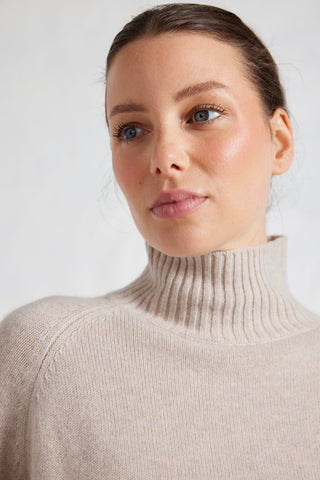Fifi Polo Merino Cashmere Sweater in Natural