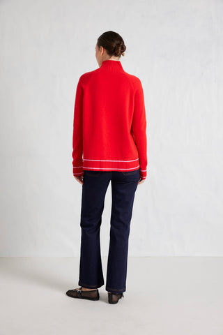 Fifi Polo Merino Cashmere Sweater in Ruby