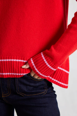 Fifi Polo Merino Cashmere Sweater in Ruby