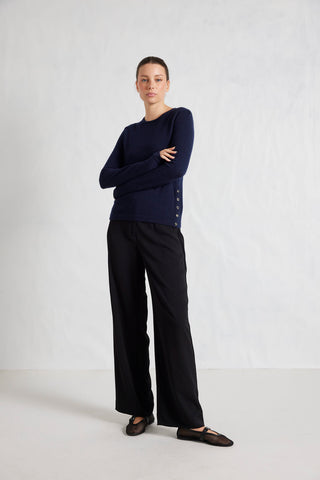 What A Stud Merino Cashmere Sweater In Midnight Navy