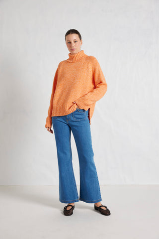 Alessandra Knitwear Franca Polo in Tangerine Marle