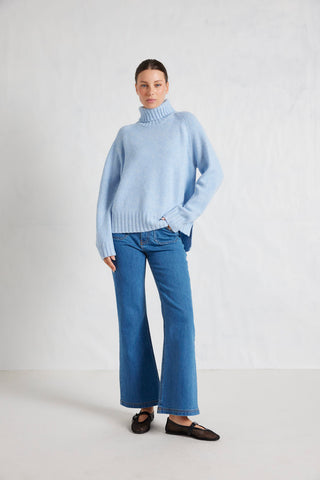 Alessandra Knitwear Franca Polo in Dusty Blue Marle