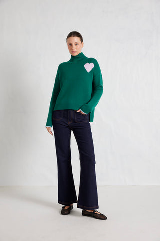 Alessandra Knitwear Ronnie Merino Cashmere Polo in Forest Green