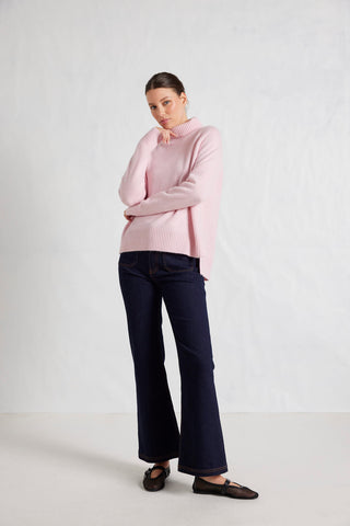 Alessandra Knitwear Toastie Merino Cashmere Polo in Tuberose