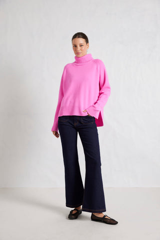 Alessandra Knitwear Toastie Merino Cashmere Polo in Lipstick