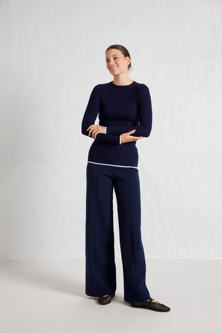 Alessandra Knitwear Marley Merino Top in Navy