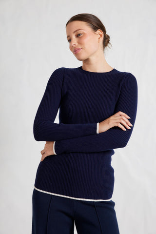 Marley Merino Top in Navy