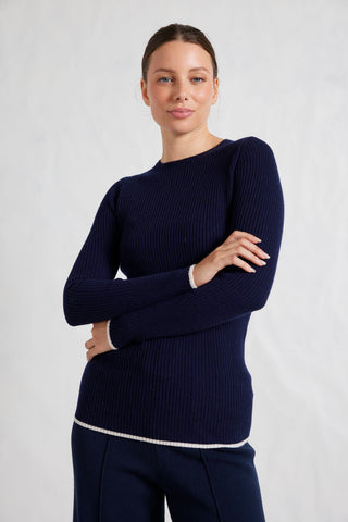 Marley Merino Top in Navy