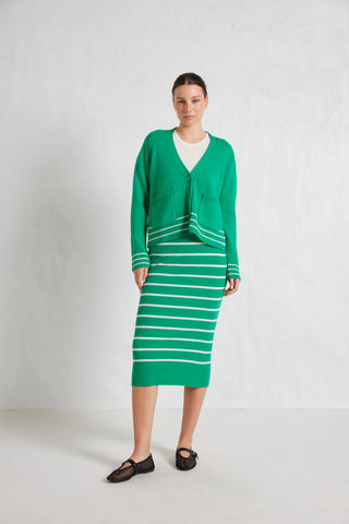 Alessandra Knitwear Charlotte Merino Cardi in Jade