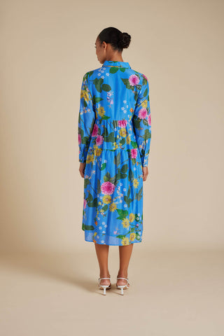 Hazel Cotton Silk Dress in Periwinkle Aria