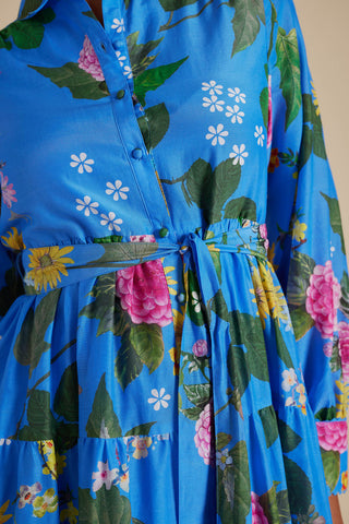 Hazel Cotton Silk Dress in Periwinkle Aria