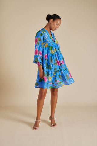 Anabelle Cotton Silk Dress in Periwinkle Aria