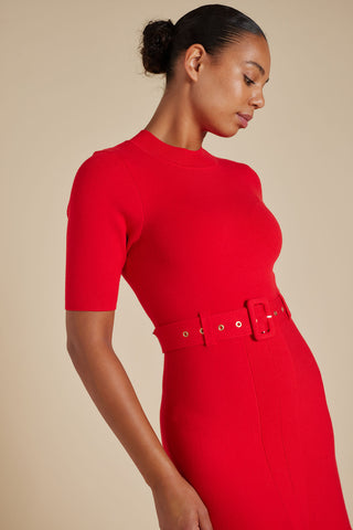 Parker Crepe Knit Dress in Red