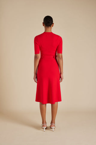 Parker Crepe Knit Dress in Red