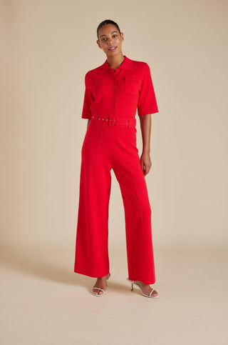 Hamilton Crepe Knit Pant in Red