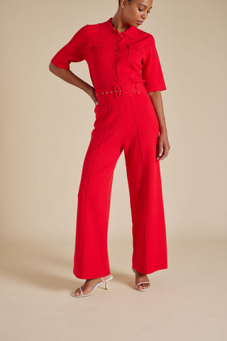 Hamilton Crepe Knit Pant in Red