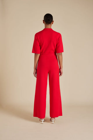 Hamilton Crepe Knit Pant in Red