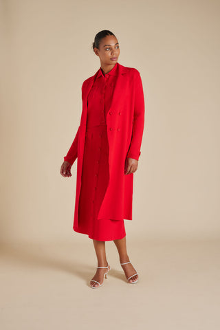 Manhattan Crepe Knit Jacket in Red