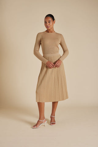 Lexi Cotton Lurex Skirt in Sand