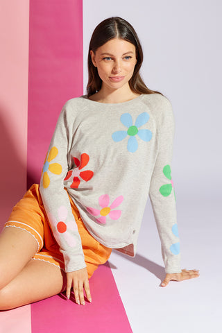 Posy Cotton Sweater in Rainbow
