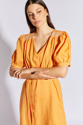 Bellini Linen Dress in Marigold