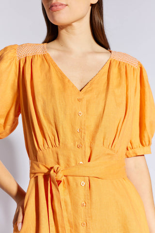 Bellini Linen Dress in Marigold