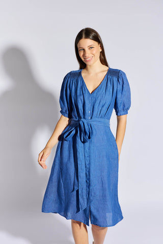 Bellini Linen Dress in Denim