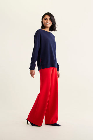 Roosevelt Merino Cashmere Sweater In Navy