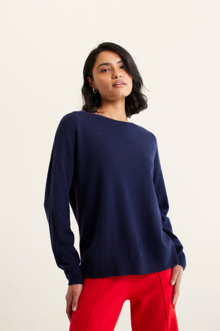 Roosevelt Merino Cashmere Sweater In Navy