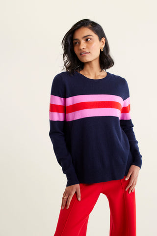 York Merino Cashmere Sweater In Officer Navy