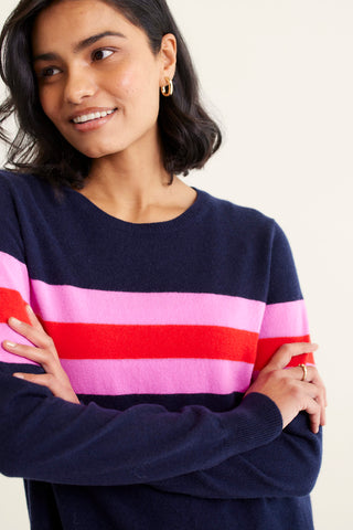 York Merino Cashmere Sweater In Officer Navy