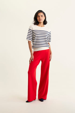 Marcie Cashmere Stripe Top In Cloud Dancer