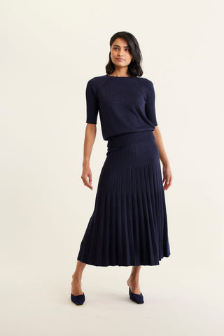 Barney Wool Lurex Top In Navy