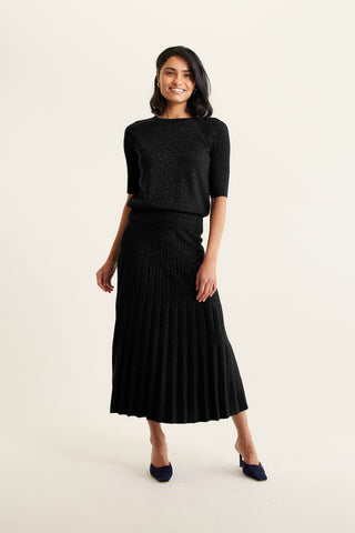 Barney Wool Lurex Top  In Black