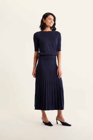 Barney Wool Lurex Top In Navy