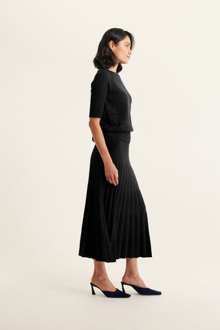 Barney Wool Lurex Skirt In Black