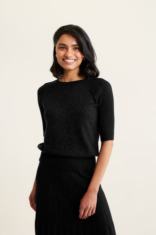 Barney Wool Lurex Skirt In Black